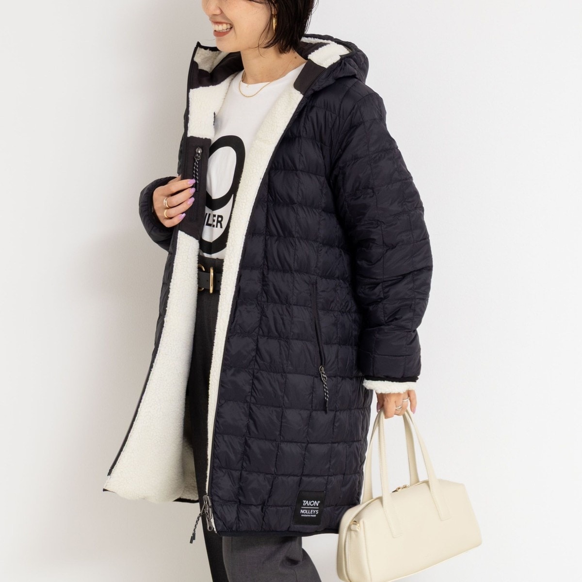 ◇【WEB限定】【TAION/タイオン】別注ボア×ダウンフードコート