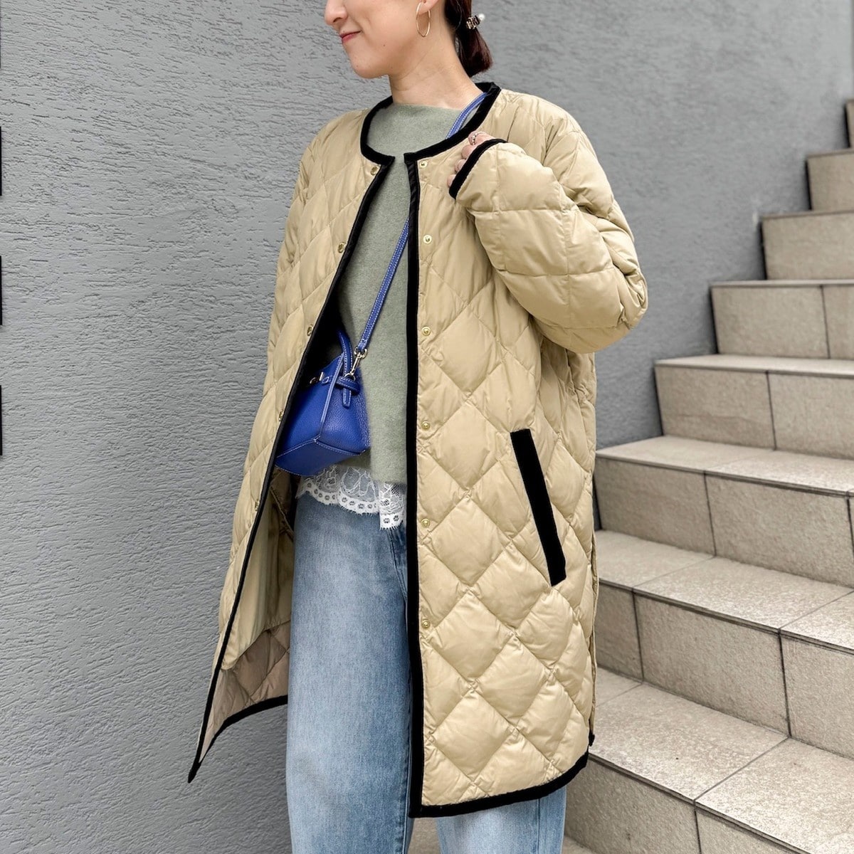 TAION × NOLLEY'S キルト × ボア　リバーシブル　ロングダウン NOLLEY'S ×TAION ダイヤキルト×ボアロングダウン(リバーシブル