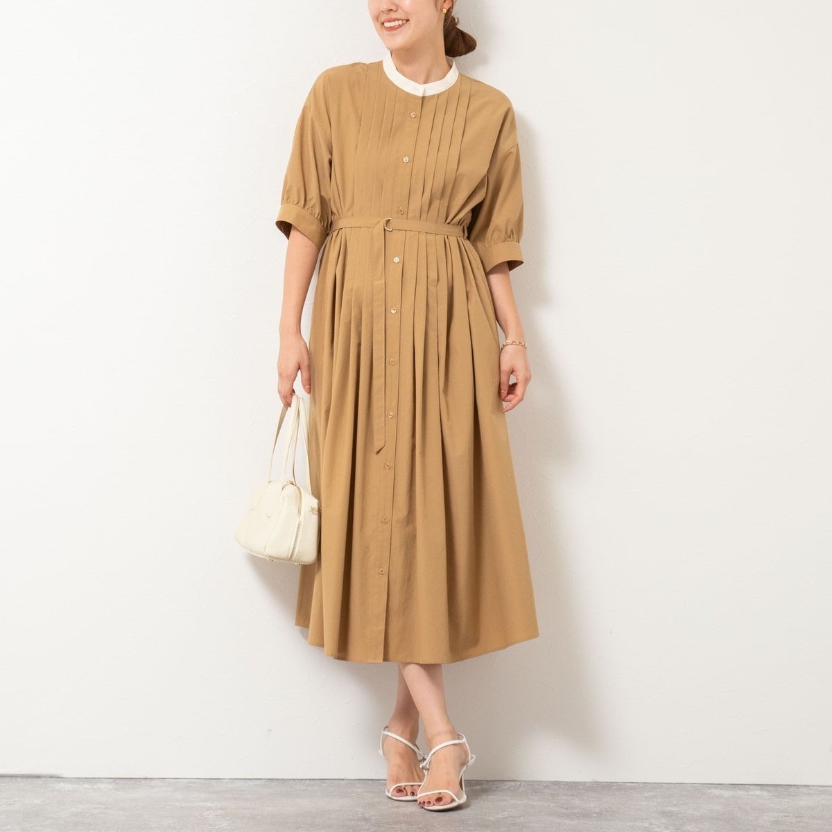 NOLLEY'S ノーリーズ ウォッシャブルバーズアイコクーンワンピース セットアップ対応》ウォッシャブルバーズアイコクーンワンピース