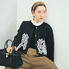 ノーリーズ(NOLLEY'S)のレース付きクルーネックカーディガン