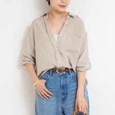 《セットアップ対応》ウォッシャブルシルキーキュプラドレープシャツ
