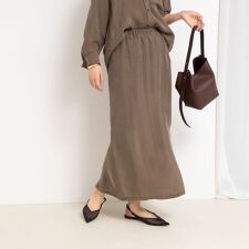 《セットアップ対応》ウォッシャブルシルキーキュプライージースカート