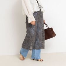 《セットアップ対応》チュール刺繍タイトスカート