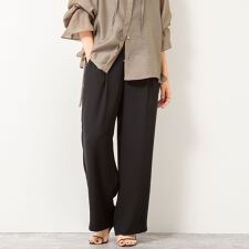 《セットアップ対応》ウォッシャブルダブルクロスサテンイージーワイドパンツ