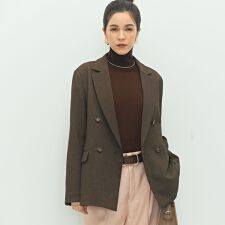 《セットアップ対応》ウォッシャブルウール調ストレッチダブルジャケット