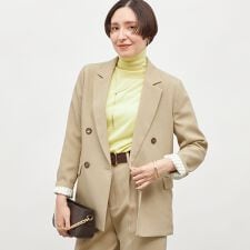 《セットアップ対応》ウォッシャブルウール調ストレッチダブルジャケット