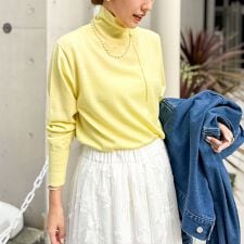 ノーリーズ(NOLLEY'S)の《手洗い可能》《アンサンブル対応》18G天竺ハイネックプルオーバーニット