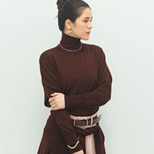 《手洗い可能》《アンサンブル対応》18G天竺ハイネックプルオーバーニット