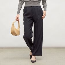 《セットアップ対応》ウォッシャブルウール調セミワイドパンツ