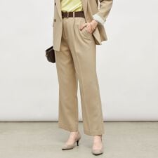 《セットアップ対応》ウォッシャブルウール調セミワイドパンツ