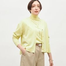 《手洗い可能》《アンサンブル対応》18G天竺ゆったりVネックカーディガン