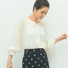 楊柳サテン2WAYギャザーブラウス