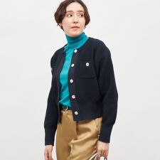 《手洗い可能》鹿の子編みクルーネックカーディガン