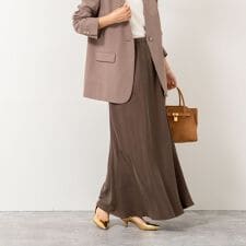 《セットアップ対応》ウォッシャブルフィブリルサテンナロースカート