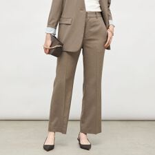 《セットアップ対応》ウォッシャブルソフトシャンブレーセミフレアパンツ
