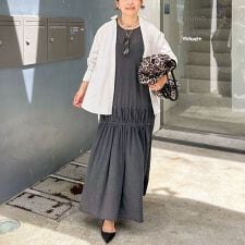 顔料染マキシ丈ワンピース