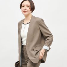 【WEB STAFF守屋☆別注】《セットアップ対応》ウォッシャブルソフトシャンブレーノーカラージャケ