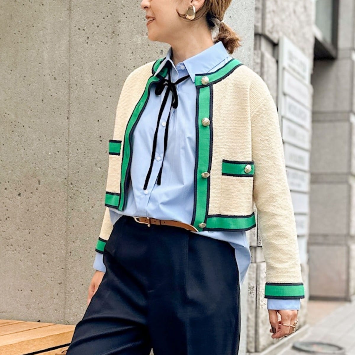 Nolley's 配色ニットジャケット ノーリーズ NOLLEY'S 配色ニットジャケット （ブラック