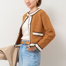 《手洗い可能》配色ニットジャケット
