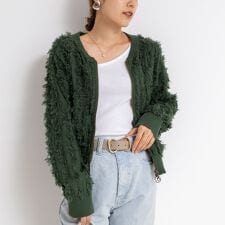 《手洗い可能》カットジャガードジップアップカーディガン