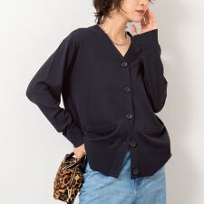 《手洗い可能》《セットアップ対応》BIGシルエットVネックカーディガン