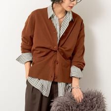 《手洗い可能》《セットアップ対応》BIGシルエットVネックカーディガン