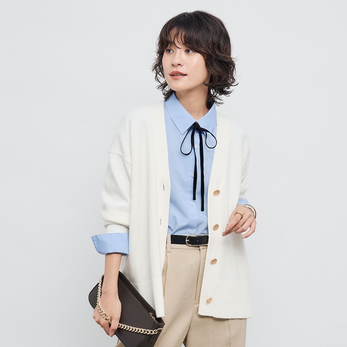 NOLLEY'S✨️ノーリーズ　ネイビー フォックスファークロップドカーディガン NOLLEY'S✨️ノーリーズネイビー フォックスファークロップド