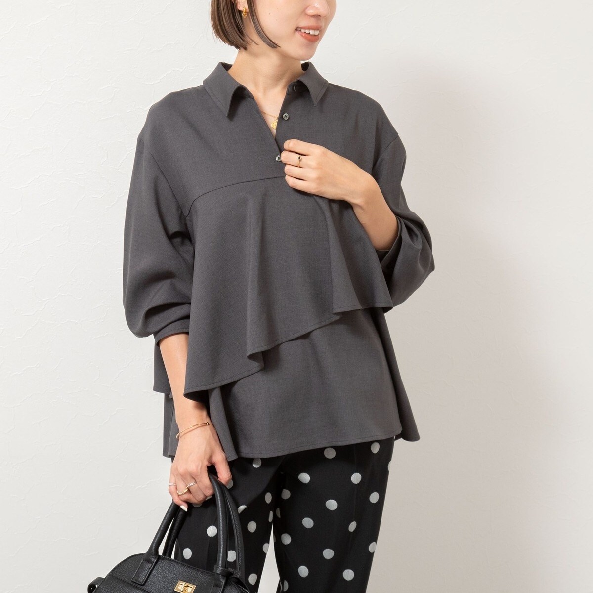 セットアップ対応》ウォッシャブルチュール刺繍2WAYブラウス