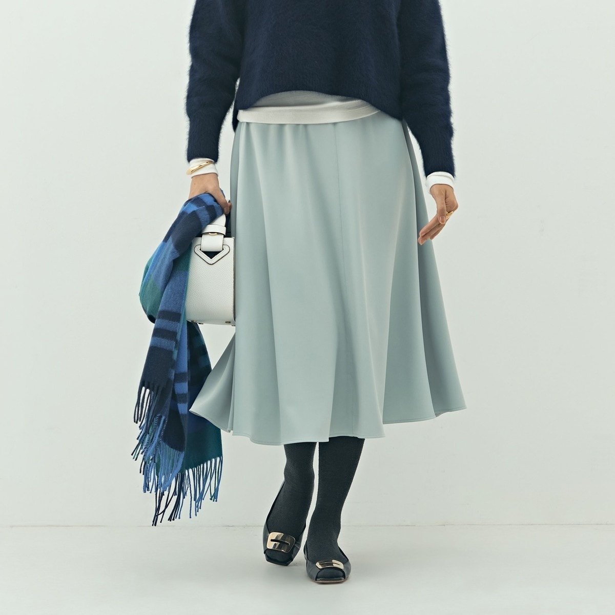 セットアップ対応》高機能 フィブリルサテンバイヤススカート