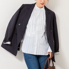 ノーリーズ(NOLLEY'S)の【MARILYN MOON/マリリーンムーン】タックフリルストライプブラウス