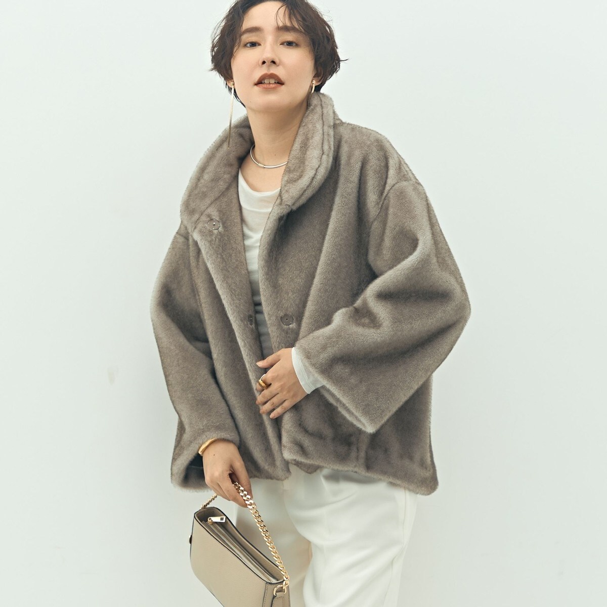 【ADAM ET ROPE'】 EcopeLループファーハーフコート EcopeLループファーハーフコート / かっしー / ADAM ET ROPÉ