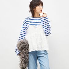 《セットアップ対応》ウォッシャブルフェザーチュールキャミブラウス