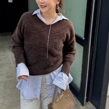 ヘアリー2WAYプルオーバーニット