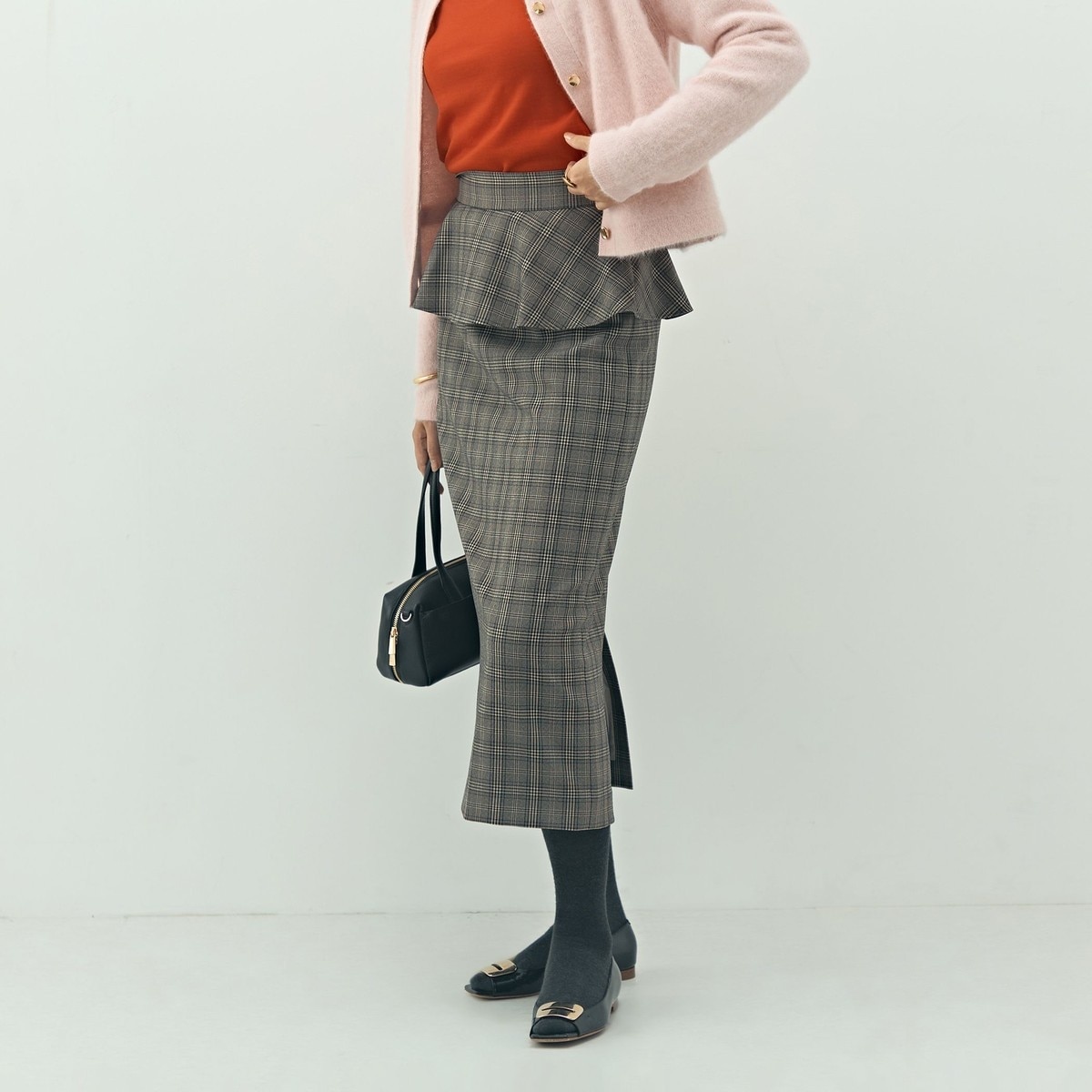 NOLLEY'S ノーリーズ　高機能フィブリルサテンバイヤススカートセットアップ セットアップ対応》高機能 フィブリルサテンバイヤススカート