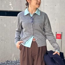 《手洗い可能》16Gマレー襟付きカーディガン