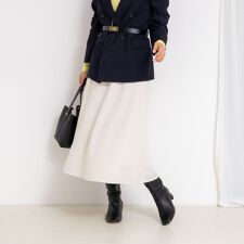 《セットアップ対応》ウォッシャブルウール調フレアスカート