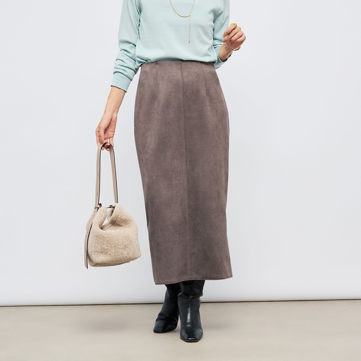 新品✴︎NOLLEY'Sウォッシャブルダンボールスエードタイトスカート34 ウォッシャブルスエードダンボールタイトスカート（5-0030-6-06-004