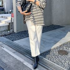 【RM denim】スリットクロップドセンタープレスデニム