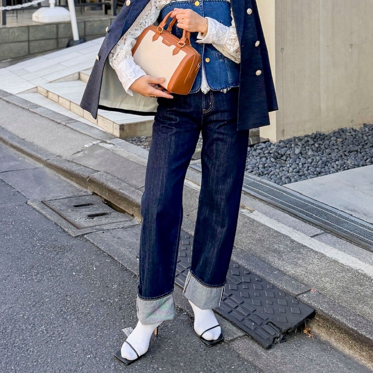 【RM denim】45th limited editionﾛｰﾙｱｯﾌﾟｽﾄﾚｰﾄﾃﾞﾆﾑ(ｾﾙﾋ