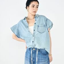 【RM denim】ラッフルスリーブデニムブラウス