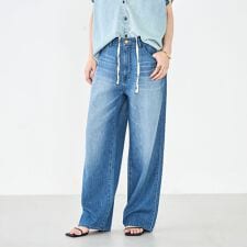 【RM denim】リネン混ひも付きリラックスパンツ