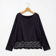 ウォッシャブル裾レース2WAYオトナサテンブラウス