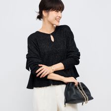 ノーリーズ(NOLLEY'S)の2WAYラメモヘヤラッフルプルオーバー