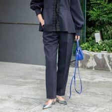 《セットアップ対応》ウォッシャブルタックテーパードパンツ