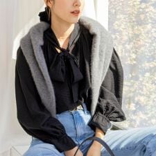 ウォッシャブルシアーボウタイ2WAYブラウス