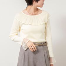 《手洗い可能》シアーフリル総針プルオーバー