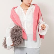 ウォッシャブルシアーコットンフリル襟ブラウス