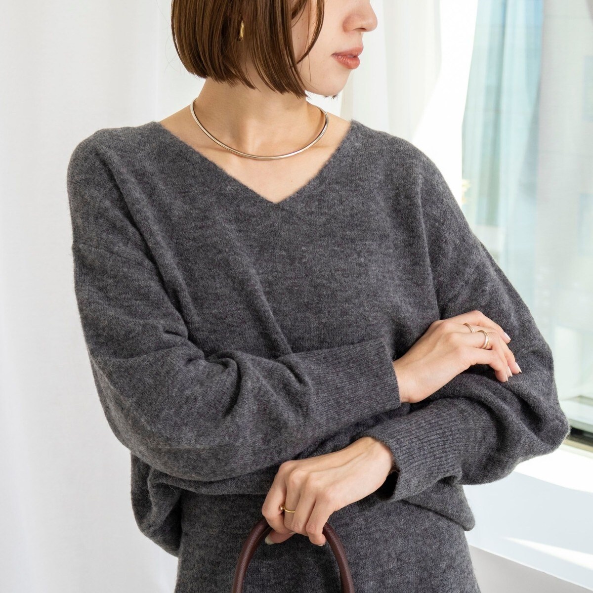 極美品✨ノーリーズ フォックス カシミヤ混 ヘアリー2WAYプルオーバーニット NOLLEY'S Sophi（ノーリーズソフィ）の「カシミヤ混ヘアリー2WAYプル