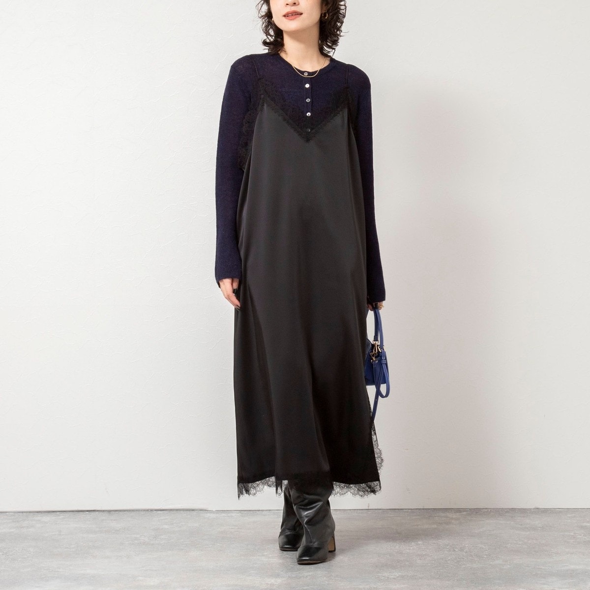 ウォッシャブルウール リブニットドレス / リブニットワンピース