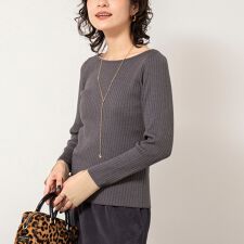 《手洗い可能》ウール混ワイドリブ袖口配色プルオーバー